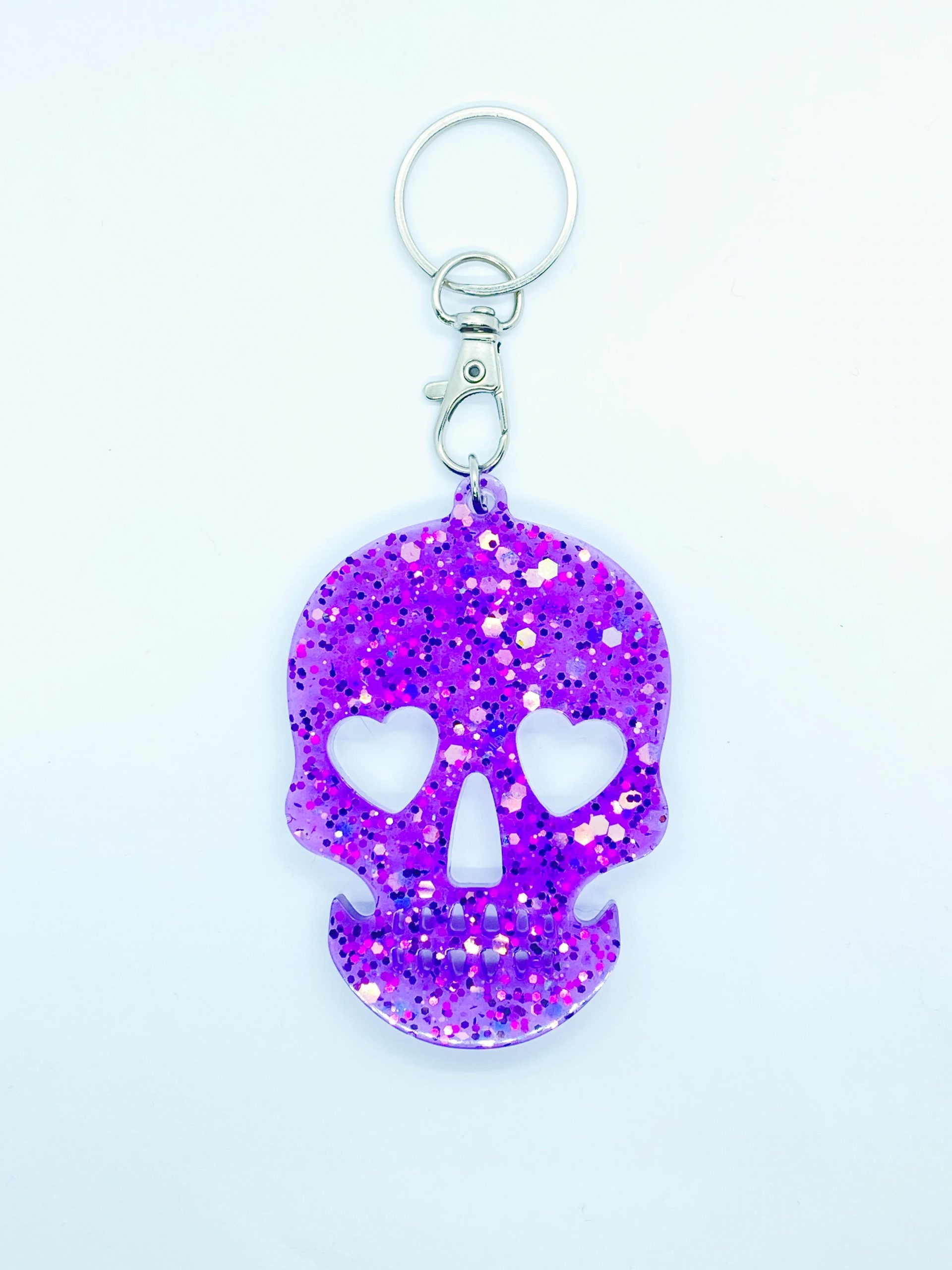 Resin Skull Keychain or Bag Charm w/ Purple Colours Agile Distribution